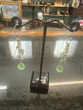 Earrings: Blue and pale green beads. Steel chain. E13