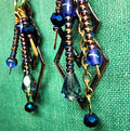 Earrings: Element with glass beads in purples, blues and indigo CLE1