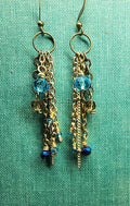 Earrings: textured effect with blues and soft brown CL E3
