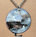 Necklace: cloisonne enamel, stormy seascape with mother of pearl star CLN5