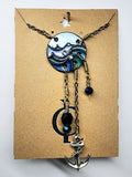 Necklace:  Cloisonne enamel with copper glass beads, anchor charm CL N4