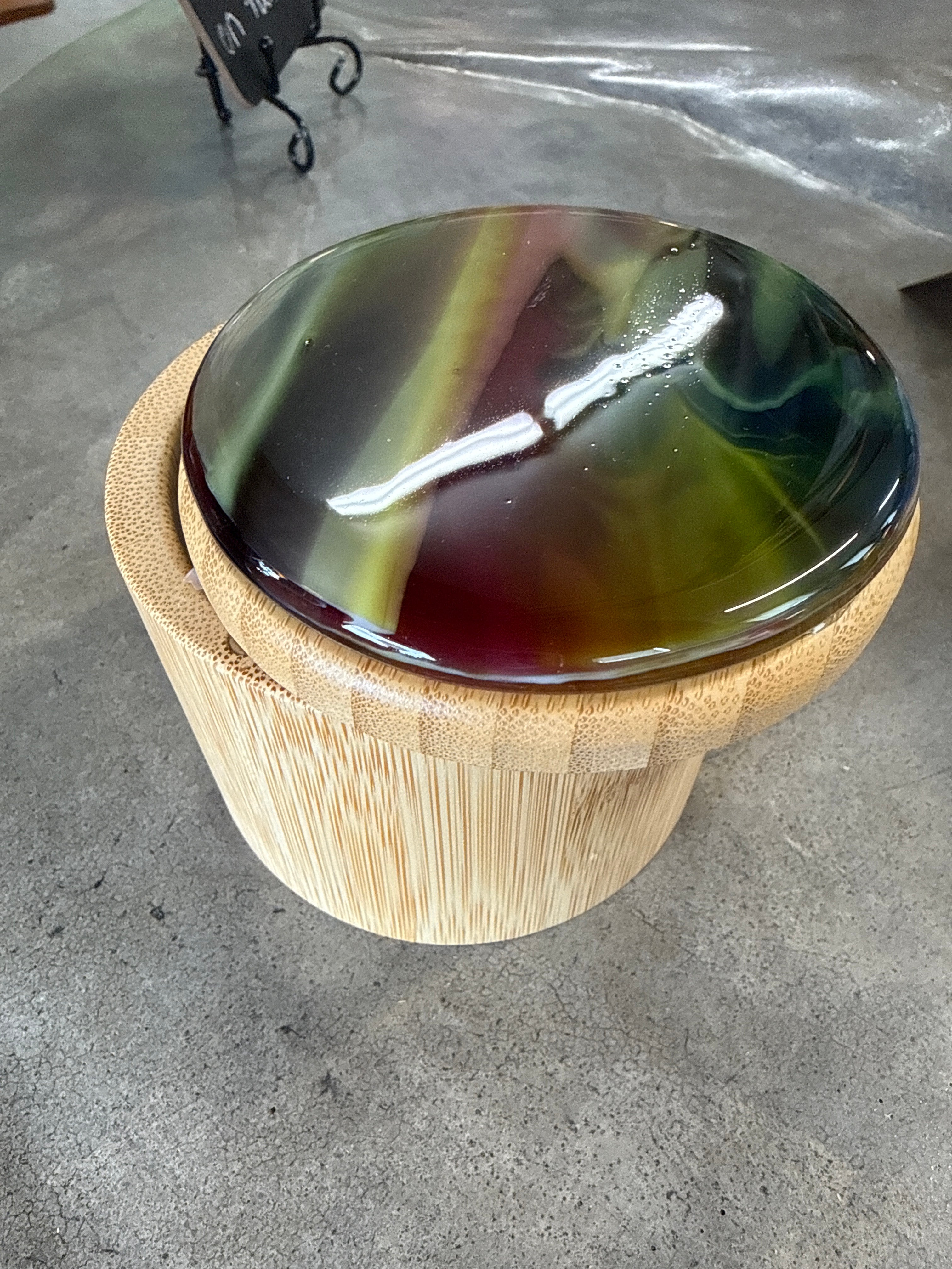 #307 Fused Glass Salt Box