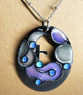 Necklace: Copper cloisonne pendant 1x1.5 inch CL N8