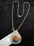 #189 Dichronic glass pendant with chain