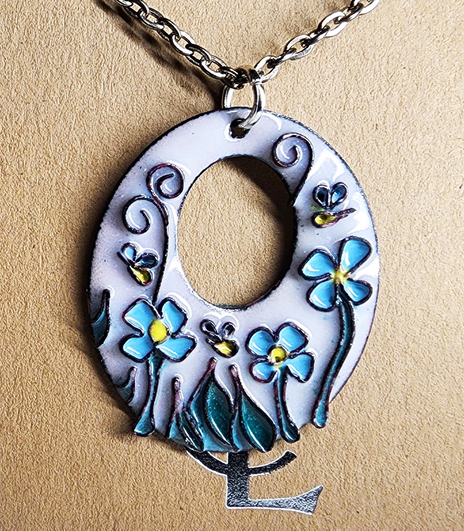Necklace:  Forget me not spring scene inspired by children's literature CL N7
