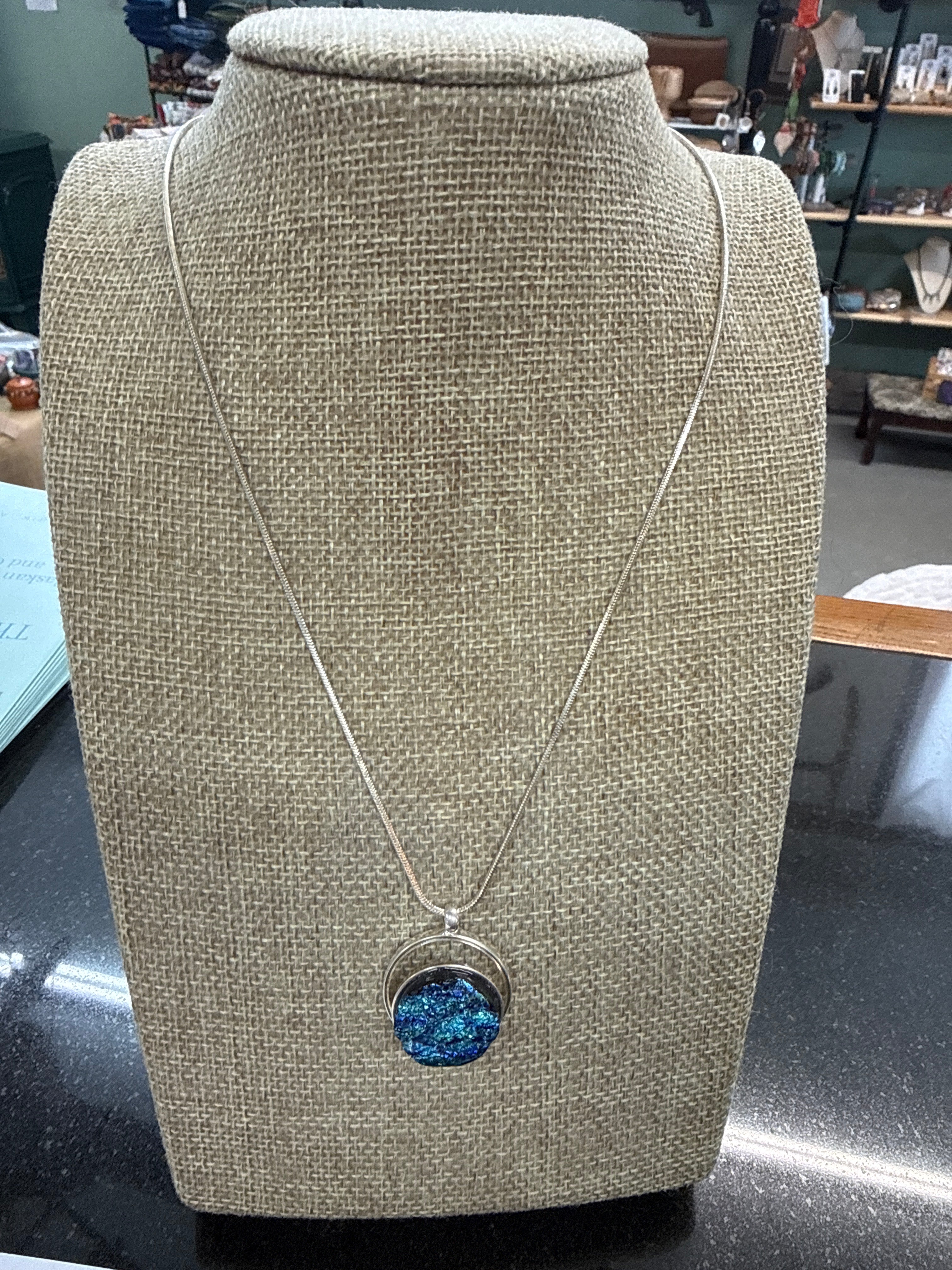 #334 Fused Glass Pendant Necklace