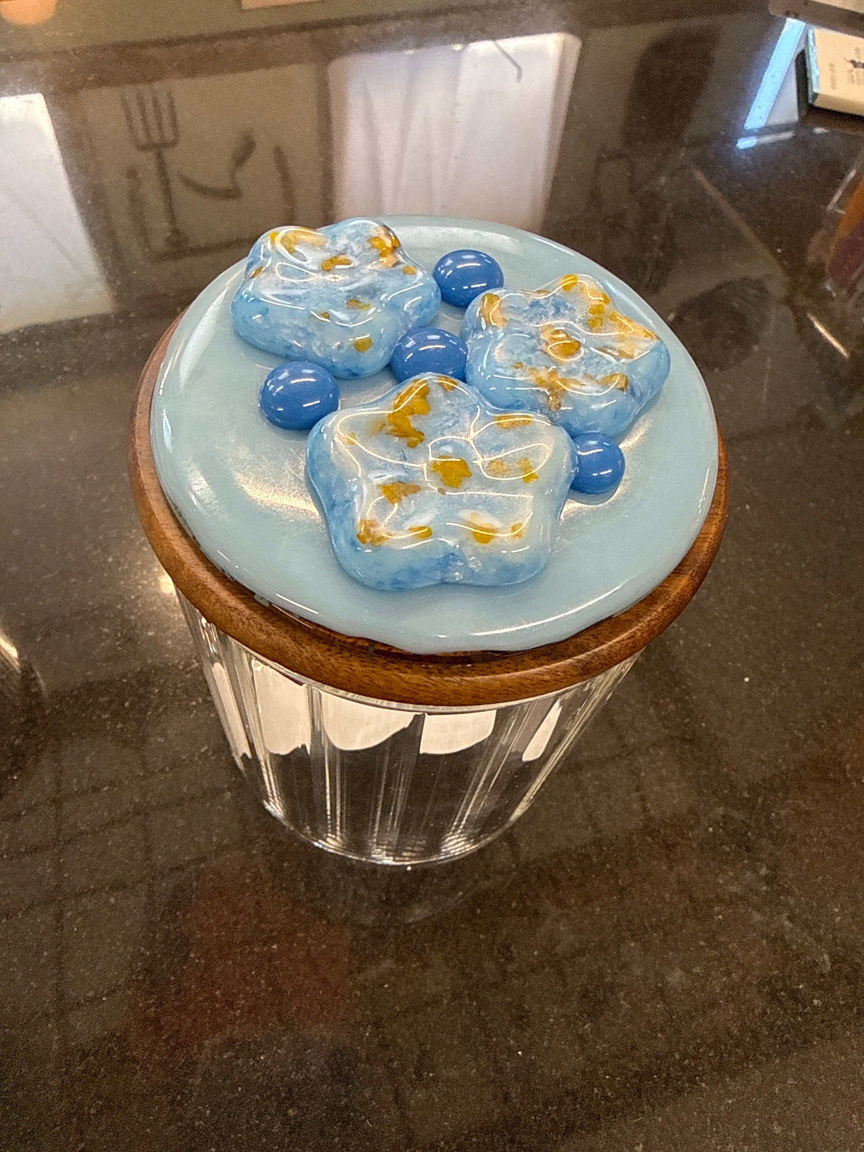 #321 glass jar forget me nots