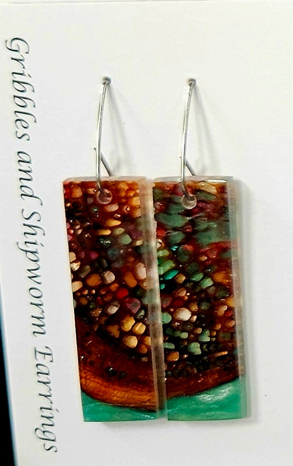 Alaskan Made Gribbles and ship worm resin cast Earrings