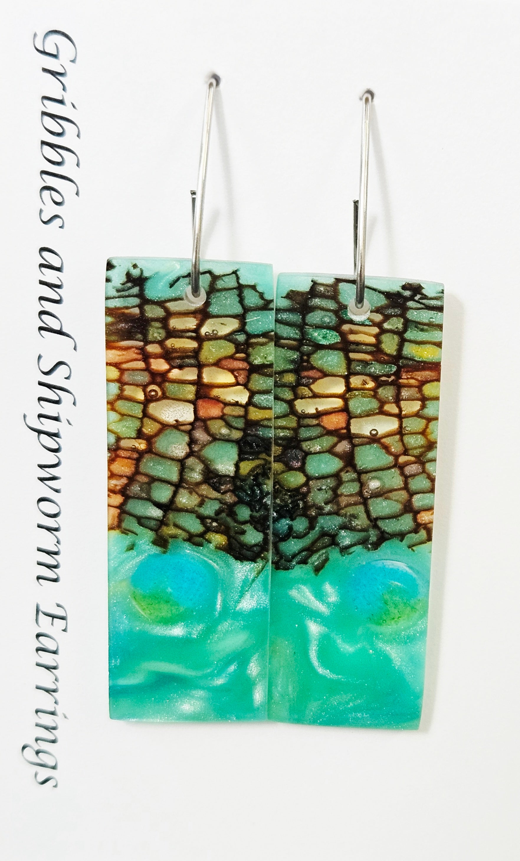 Alaskan Made Gribbles and ship worm resin cast Earrings