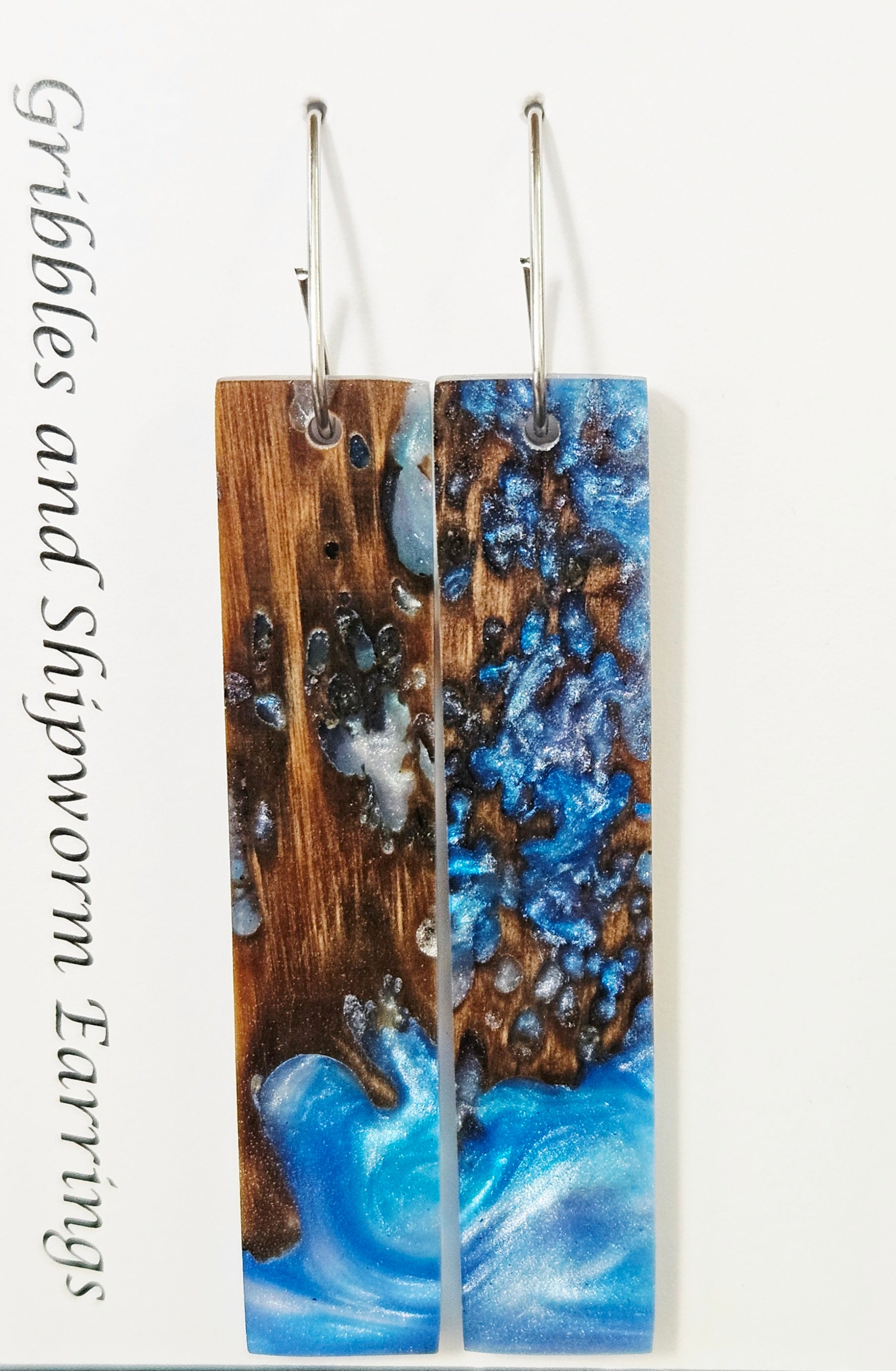 Alaskan Made Gribbles and ship worm resin cast Earrings