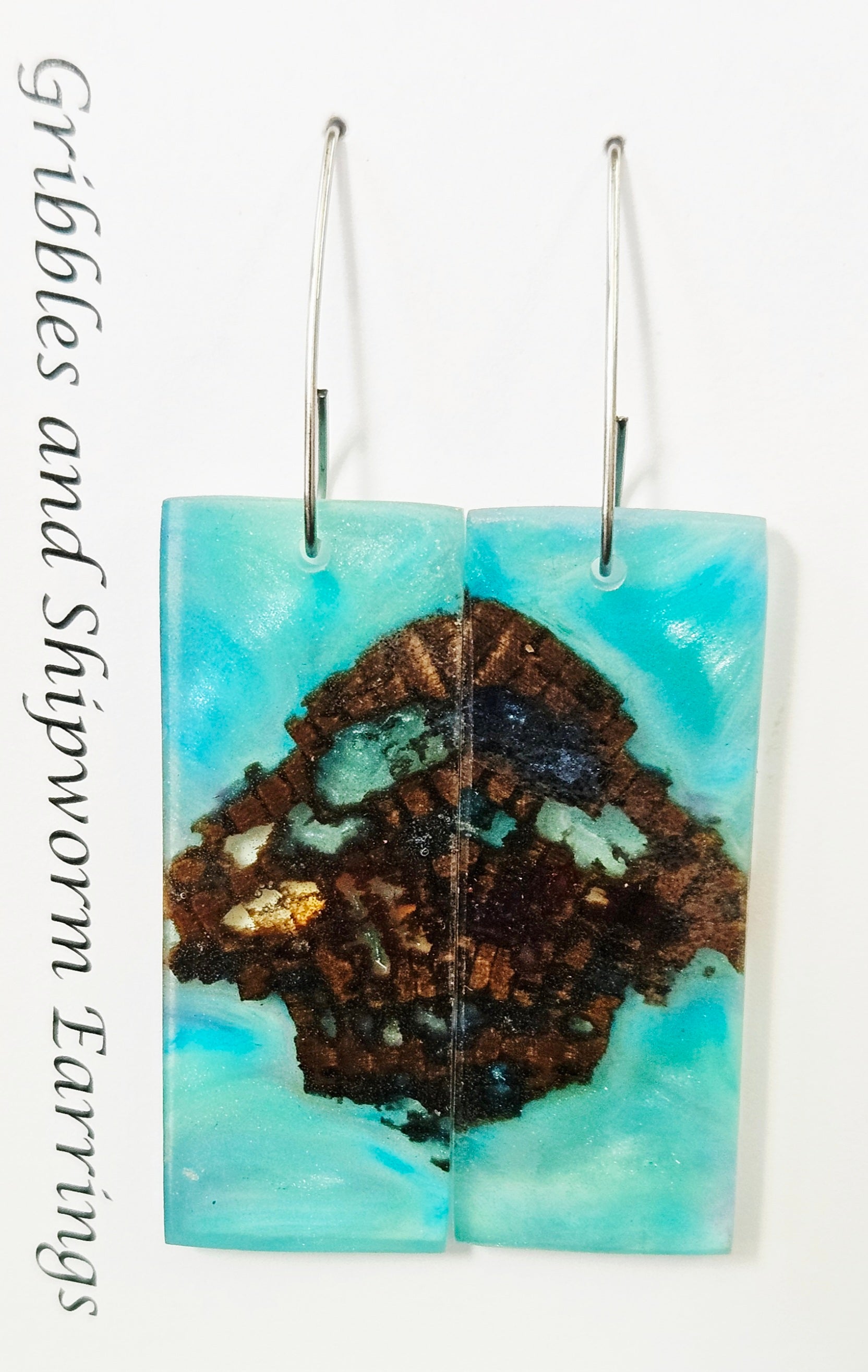 Alaskan Made Gribbles and ship worm resin cast Earrings