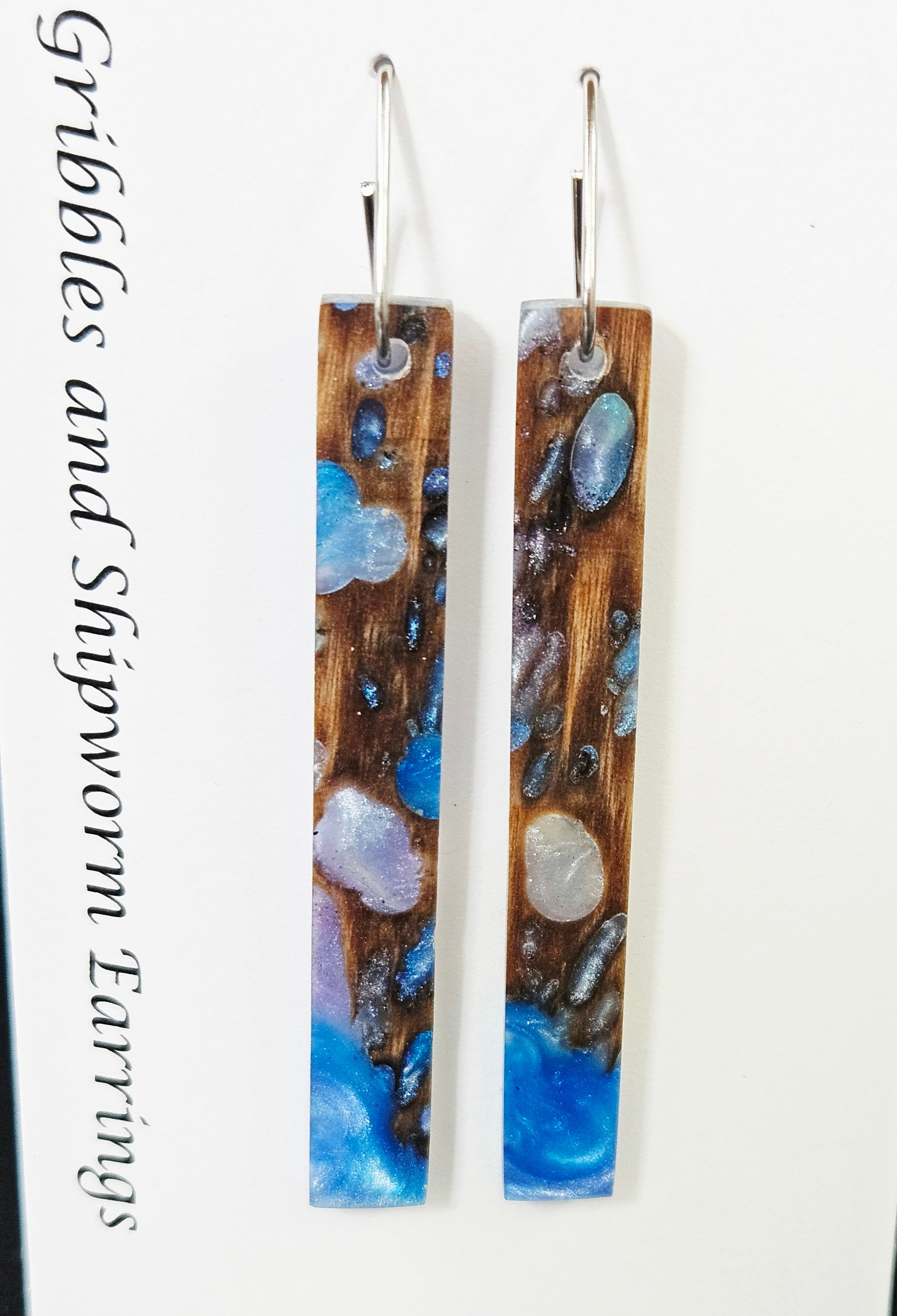 Alaskan Made Gribbles and ship worm resin cast Earrings