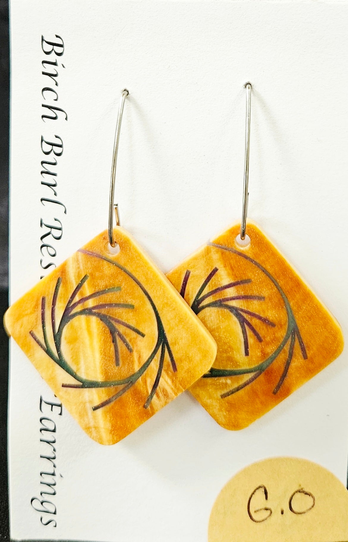 Alaskan Made Birch Burl Resin Cast Earrings