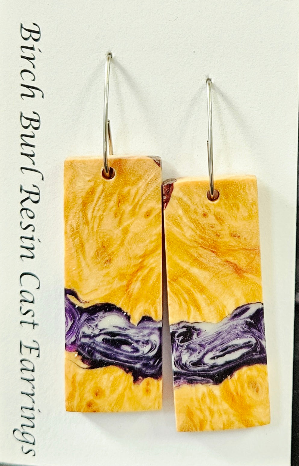 Alaskan Made Birch Burl Resin Cast Earrings