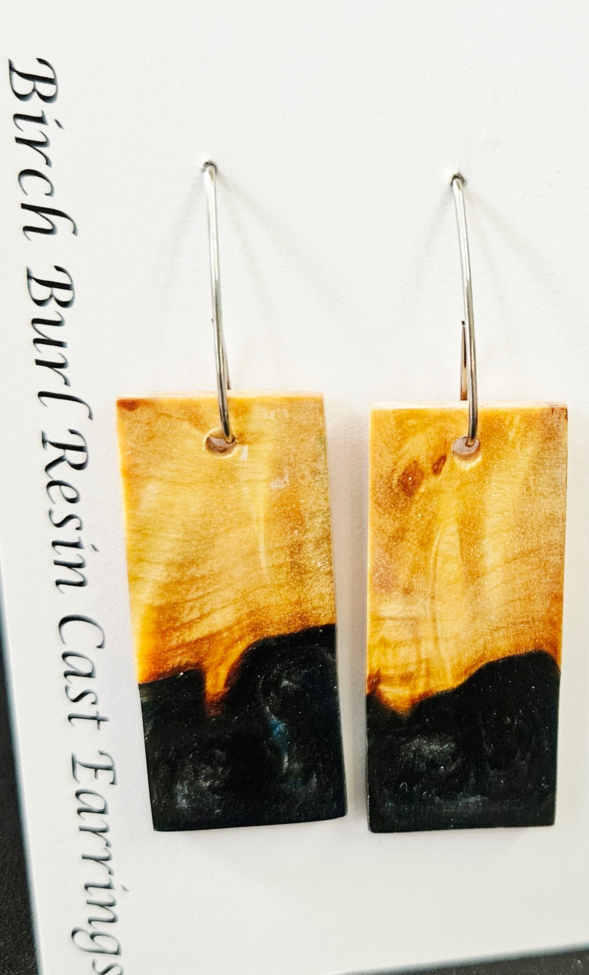 Alaskan Made Birch Burl Resin Cast Earrings