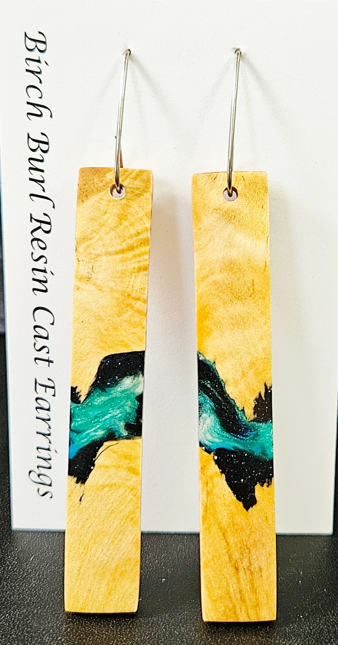 Alaskan Made Birch Burl Resin Cast Earrings