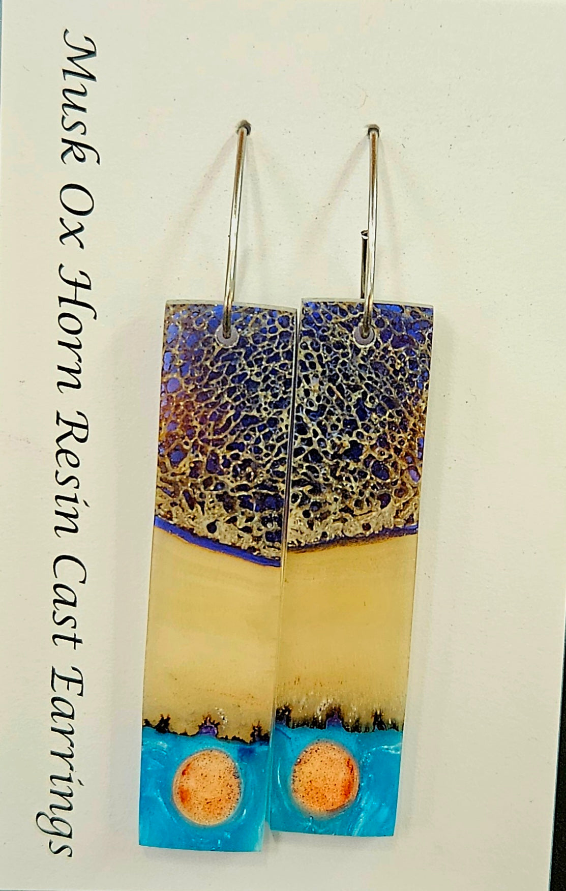 Alaskan Made Musk Ox Horn Resin Cast Earrings