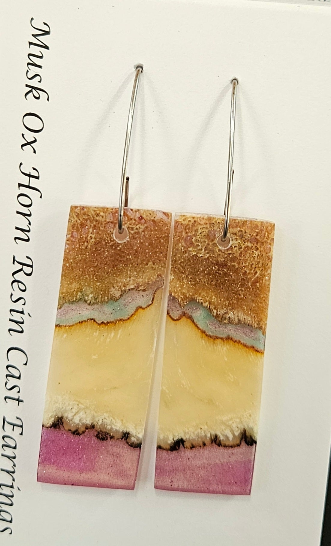 Alaskan Made Musk Ox Horn Resin Cast Earrings