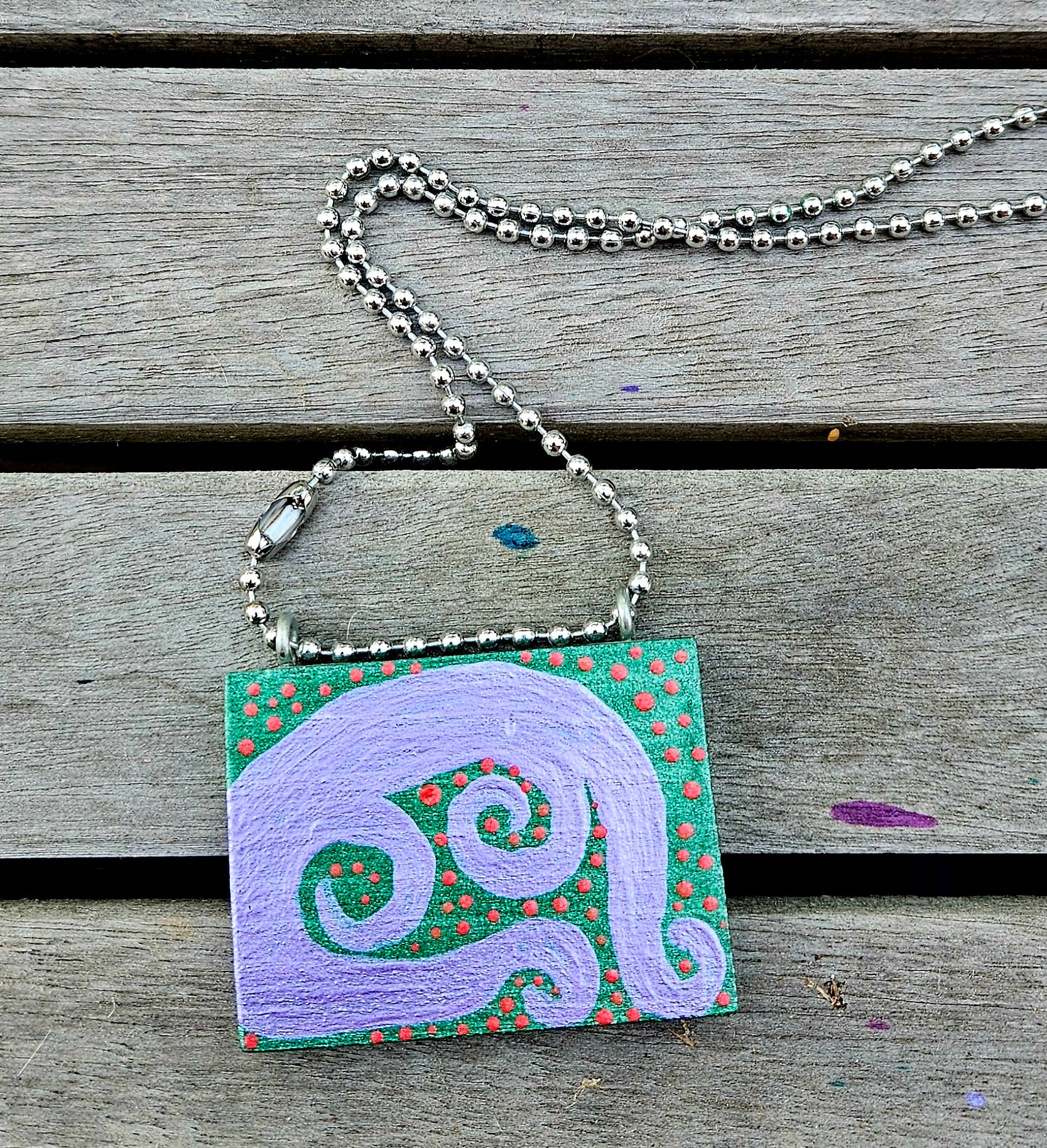 Wood Square Necklace