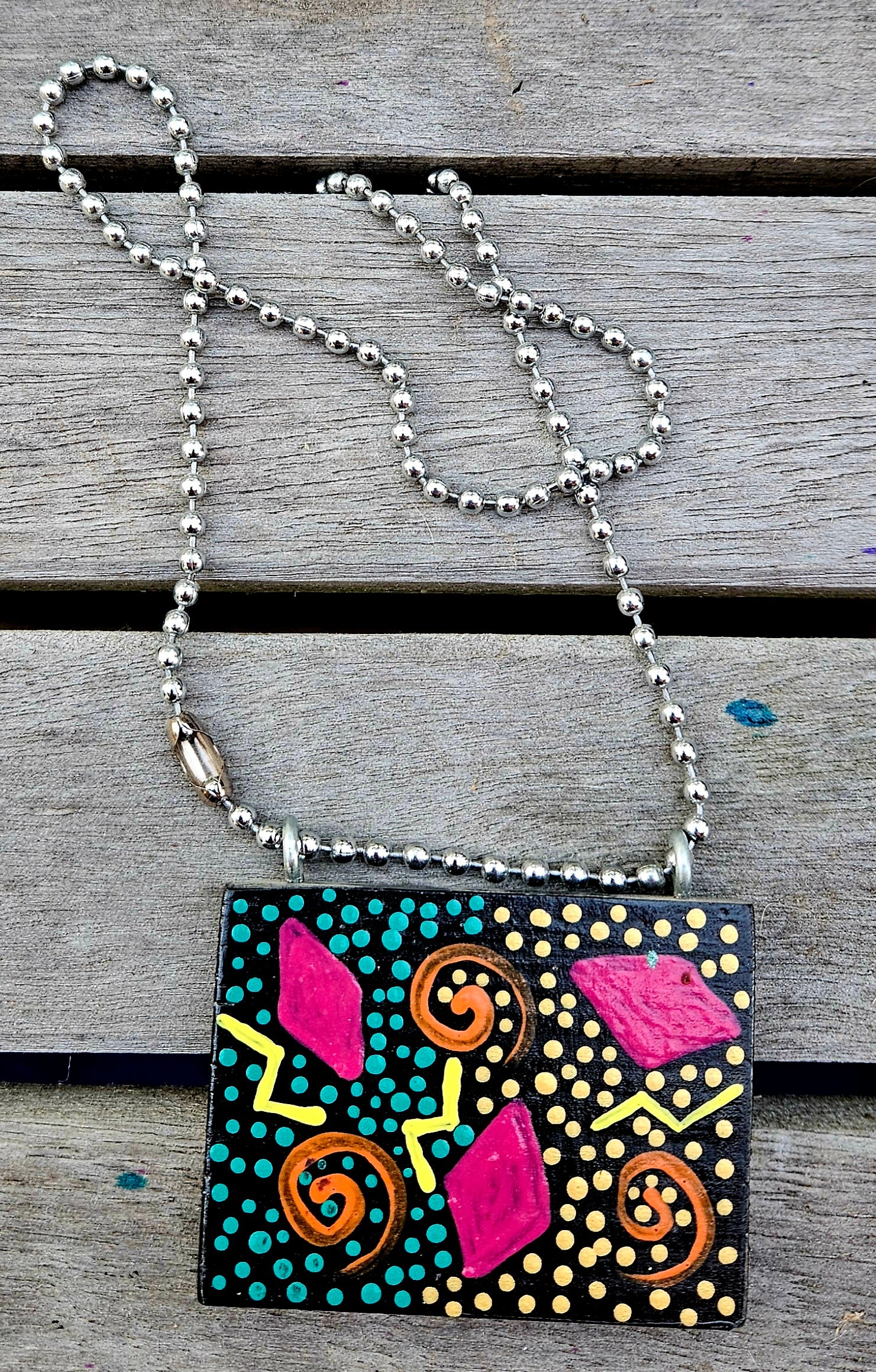 Wood Square Necklace