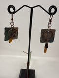 #295 Copper with Yellow Agate Earrings