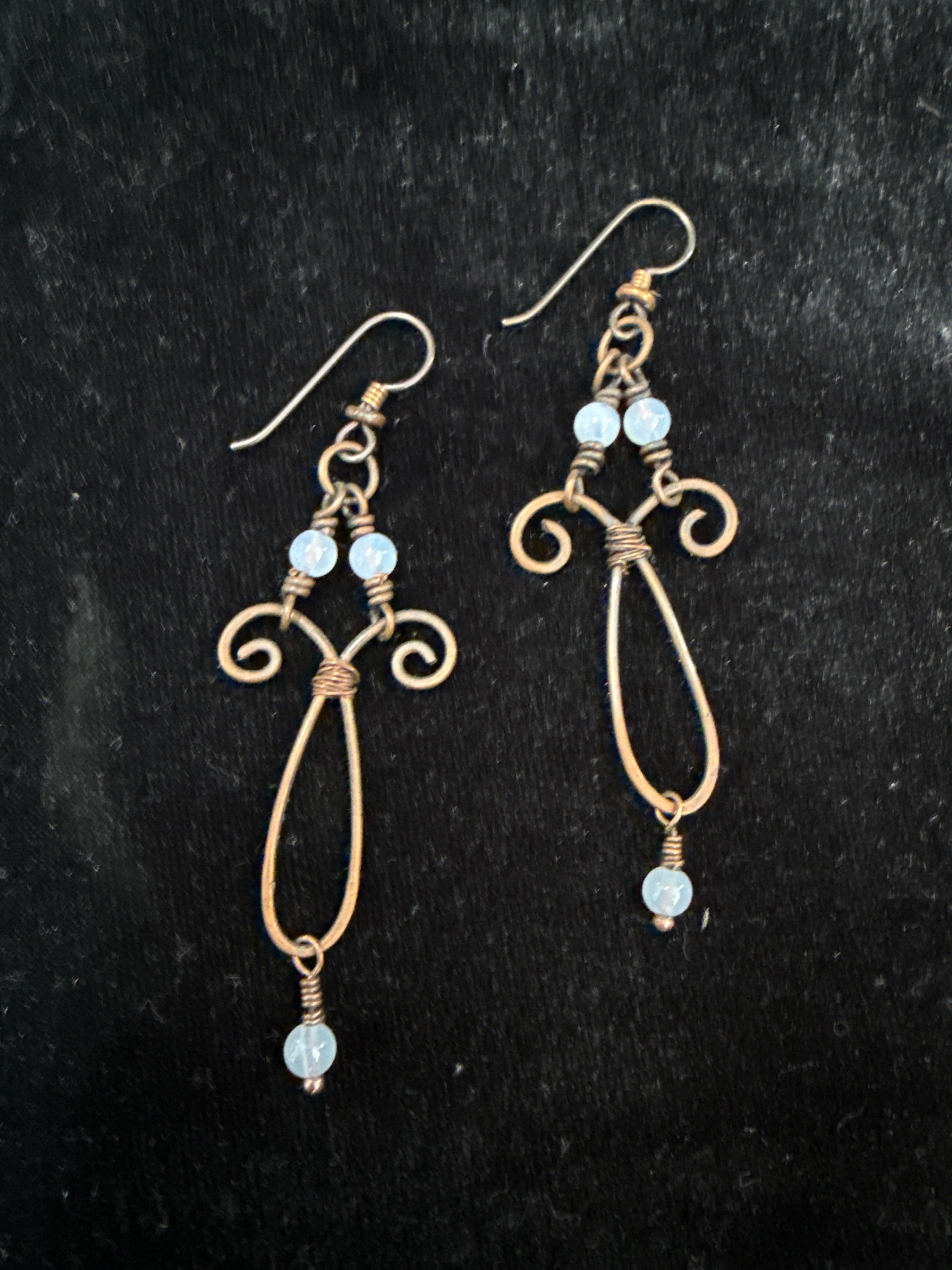 #30 Hand Wrapped Copper With Stone Earrings