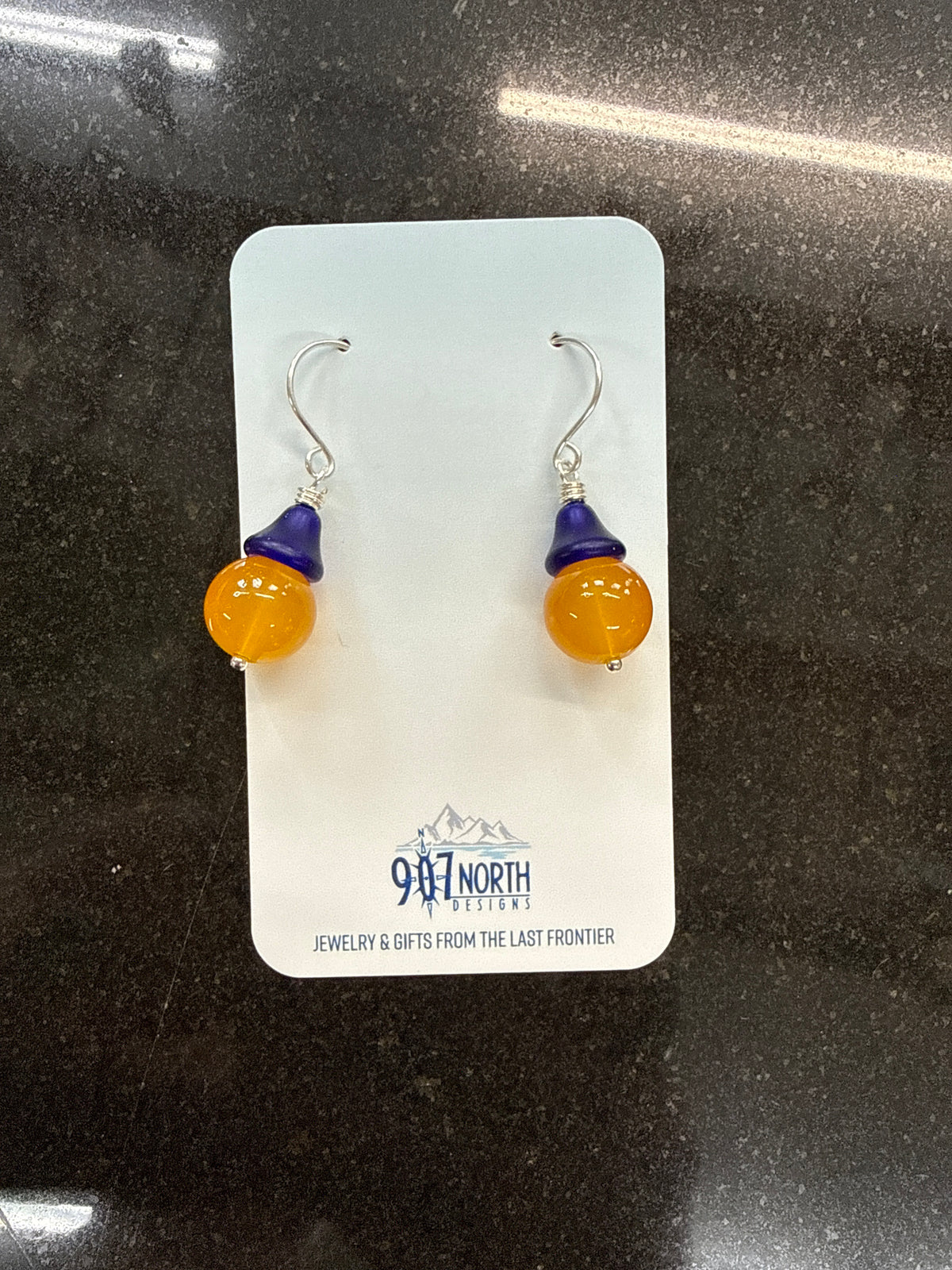 #1009 907 lmm Orange buoy earrings