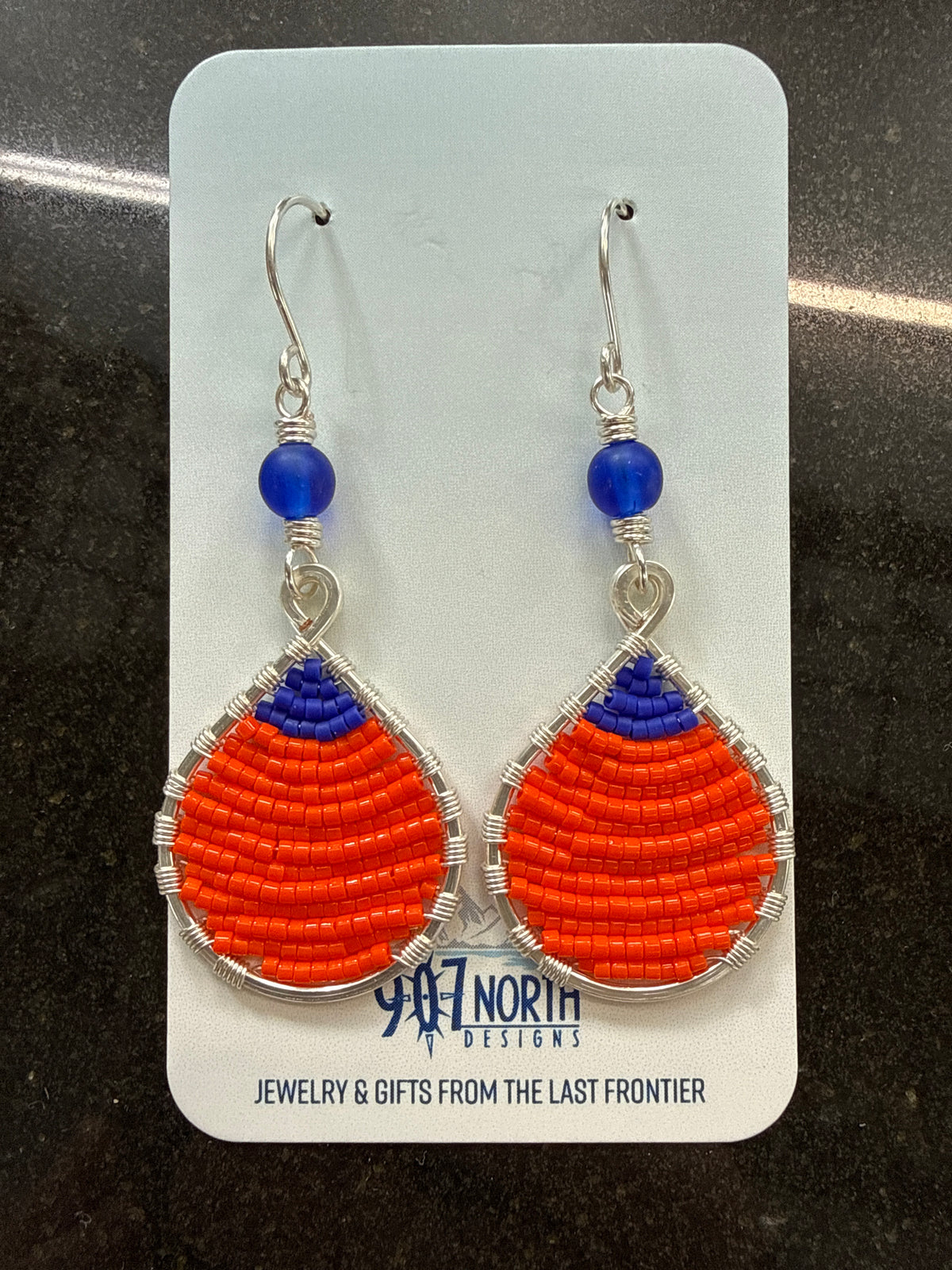 #1311 Beaded Buoys, Orange & Royal Blue