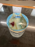 #358 glass jar with cat lid
