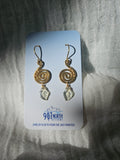 A4 907 lmm Earrings: Brass Swirls with Czech glass leaves