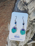 #1276 907 lmm Hand beaded buoy earrings blue