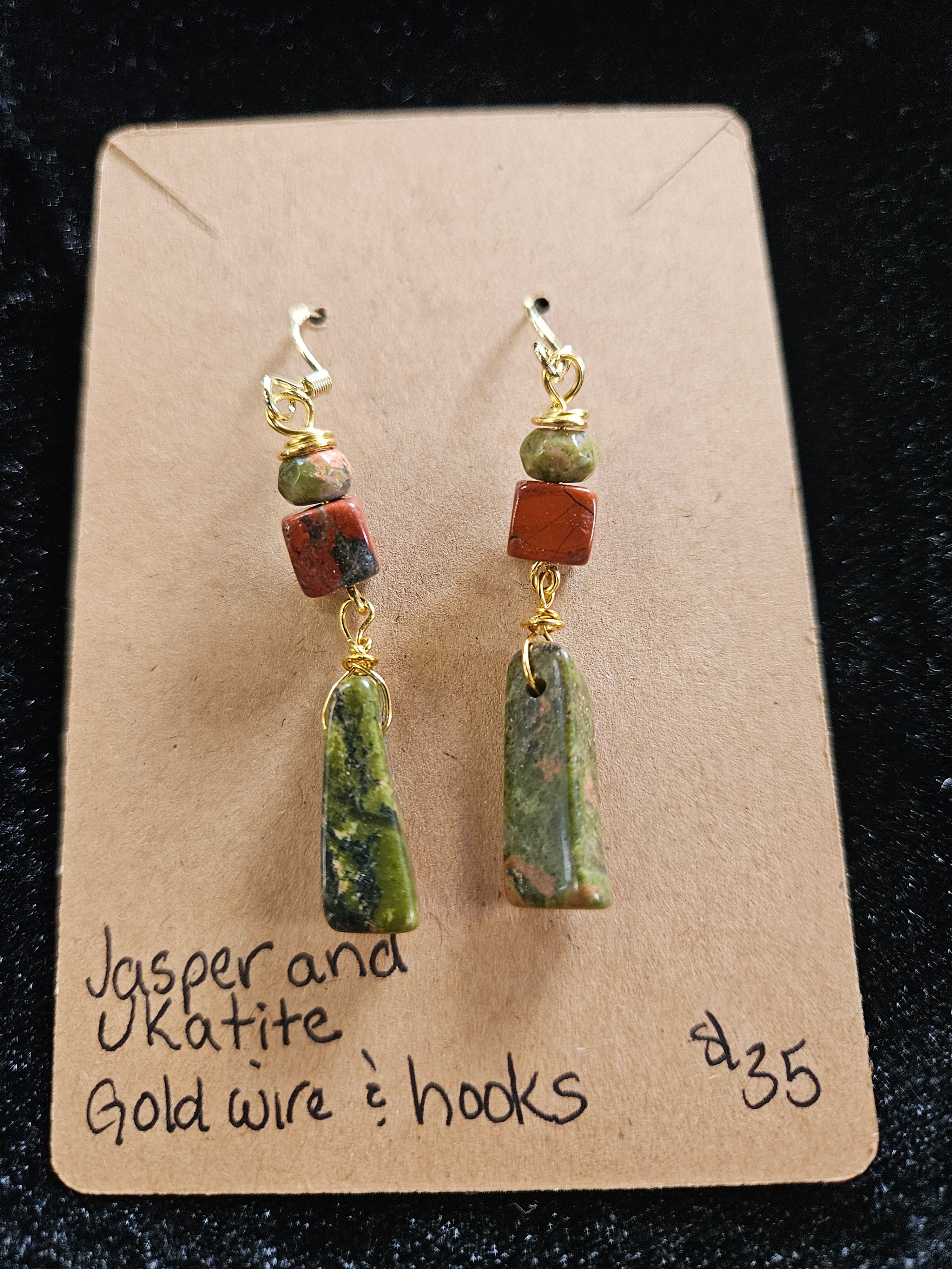 RH15 Jasper and ukatite with gold wire