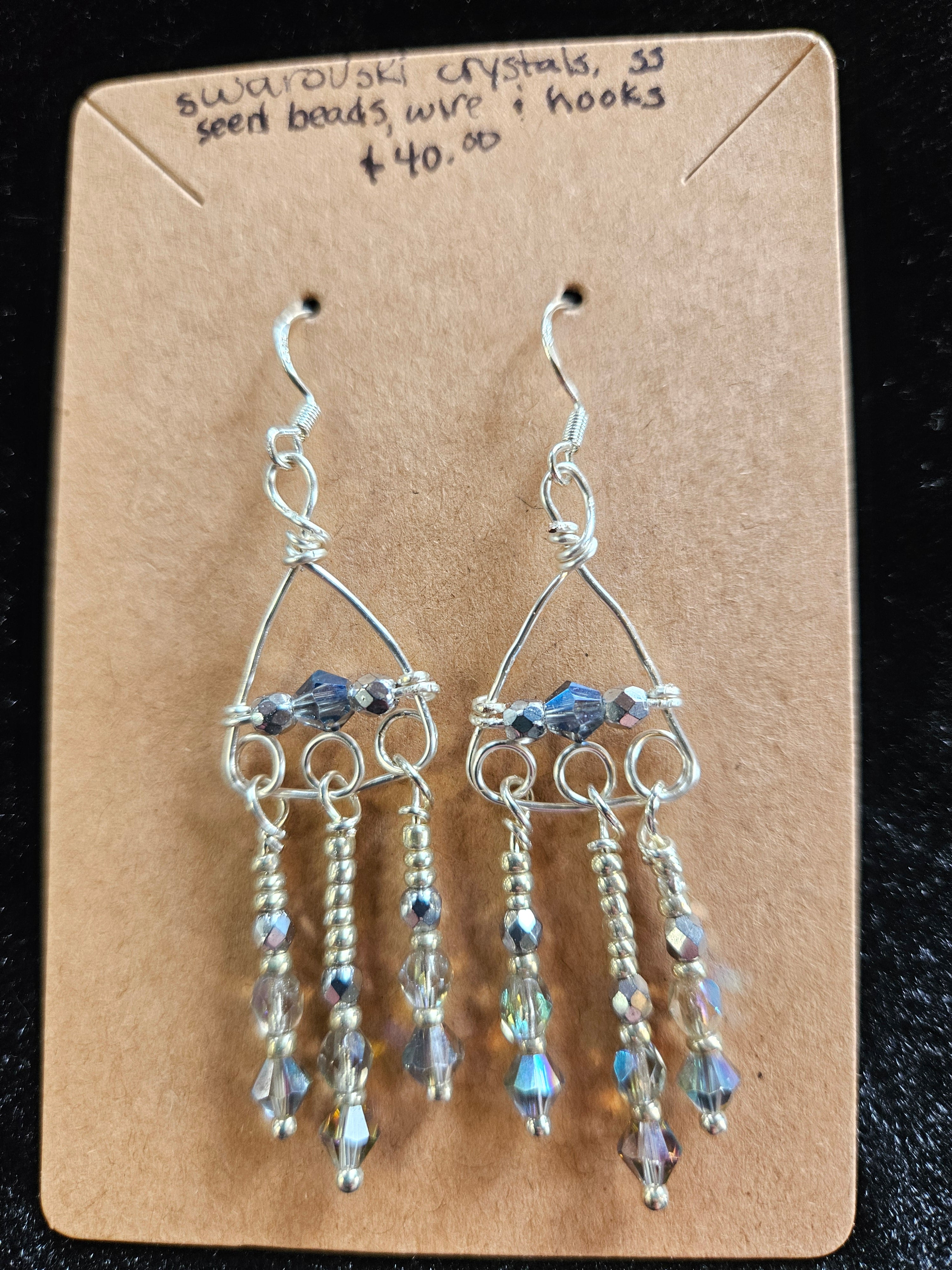 RH16: swarovski crystals, seed beads, sterling wire and hooks