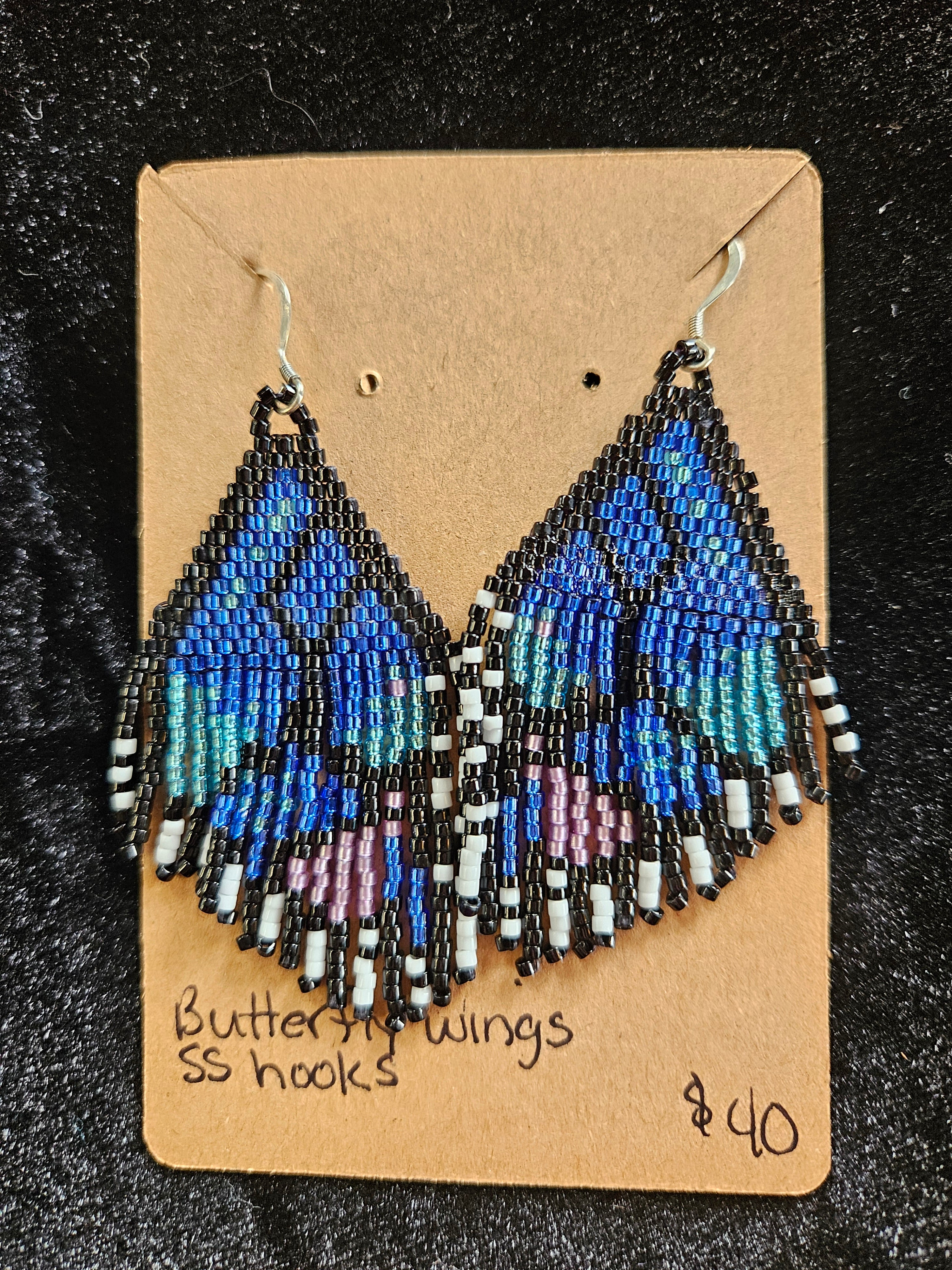 RH18: Butterfly earrings /ss hooks