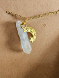 RH24: Crystal point with moon charm, gold plated chain