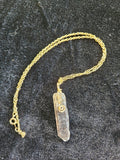 RH30: Smokey quartz with gold wire 16 inch chain