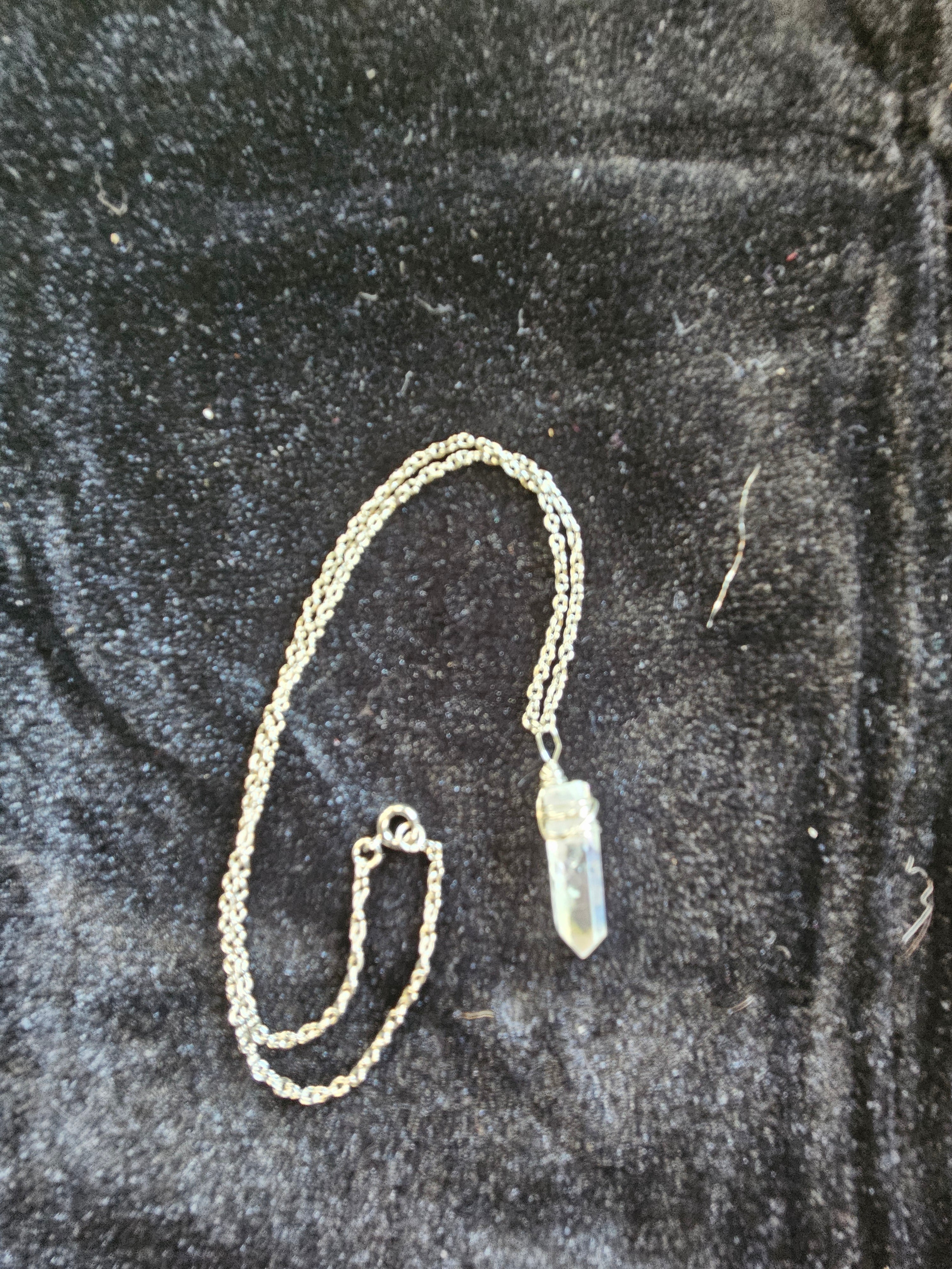 RH32: Crystal point, sterling silver wire and chain