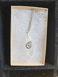 RH34: Crystal point with charm, sterling wire 16 inch chain