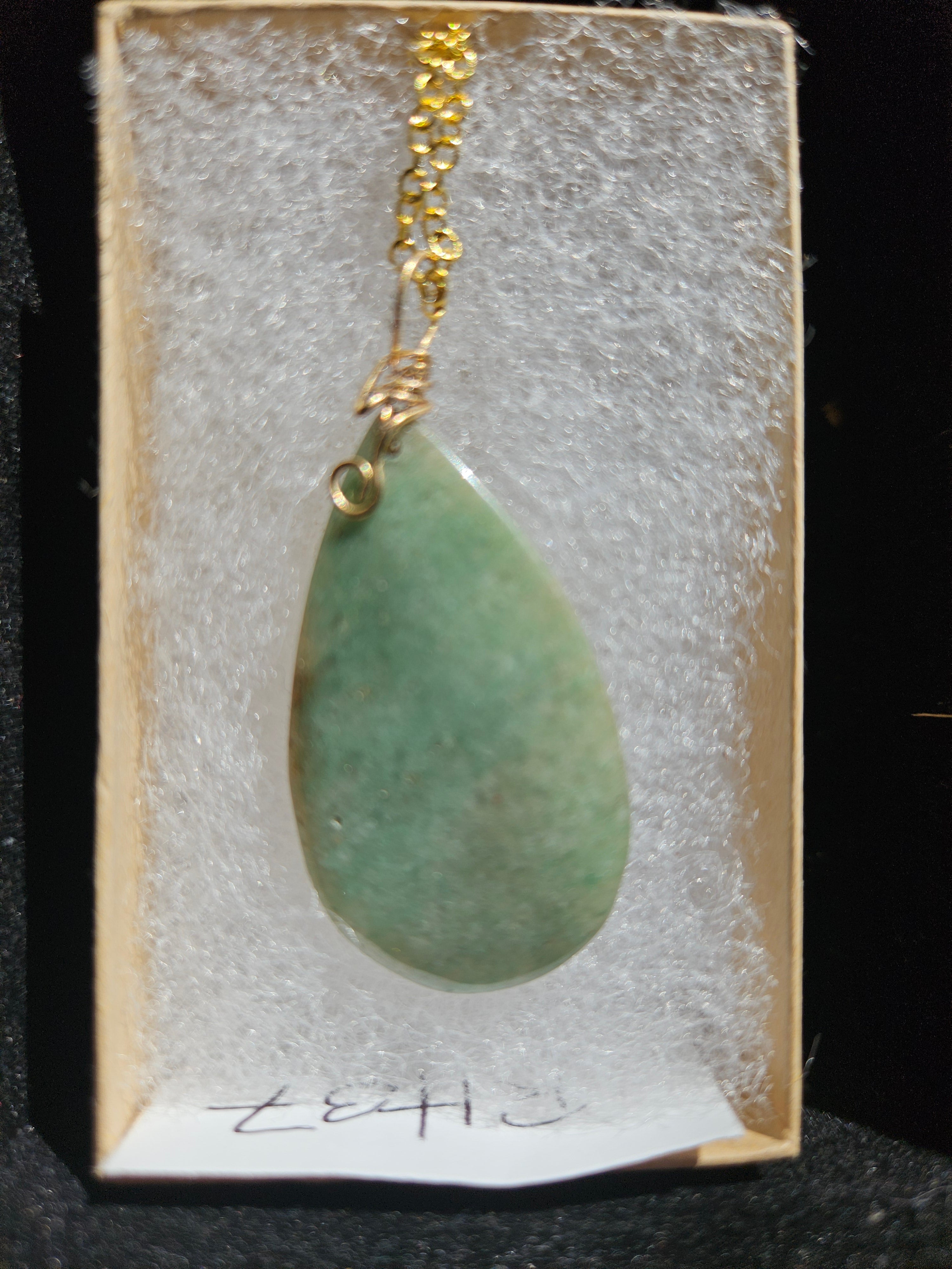 RH37: Jasper Teardrop with gold plated chain