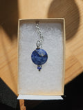 RH35: Lapis Lazuli  sapphire bead w/ sterling chain and wire