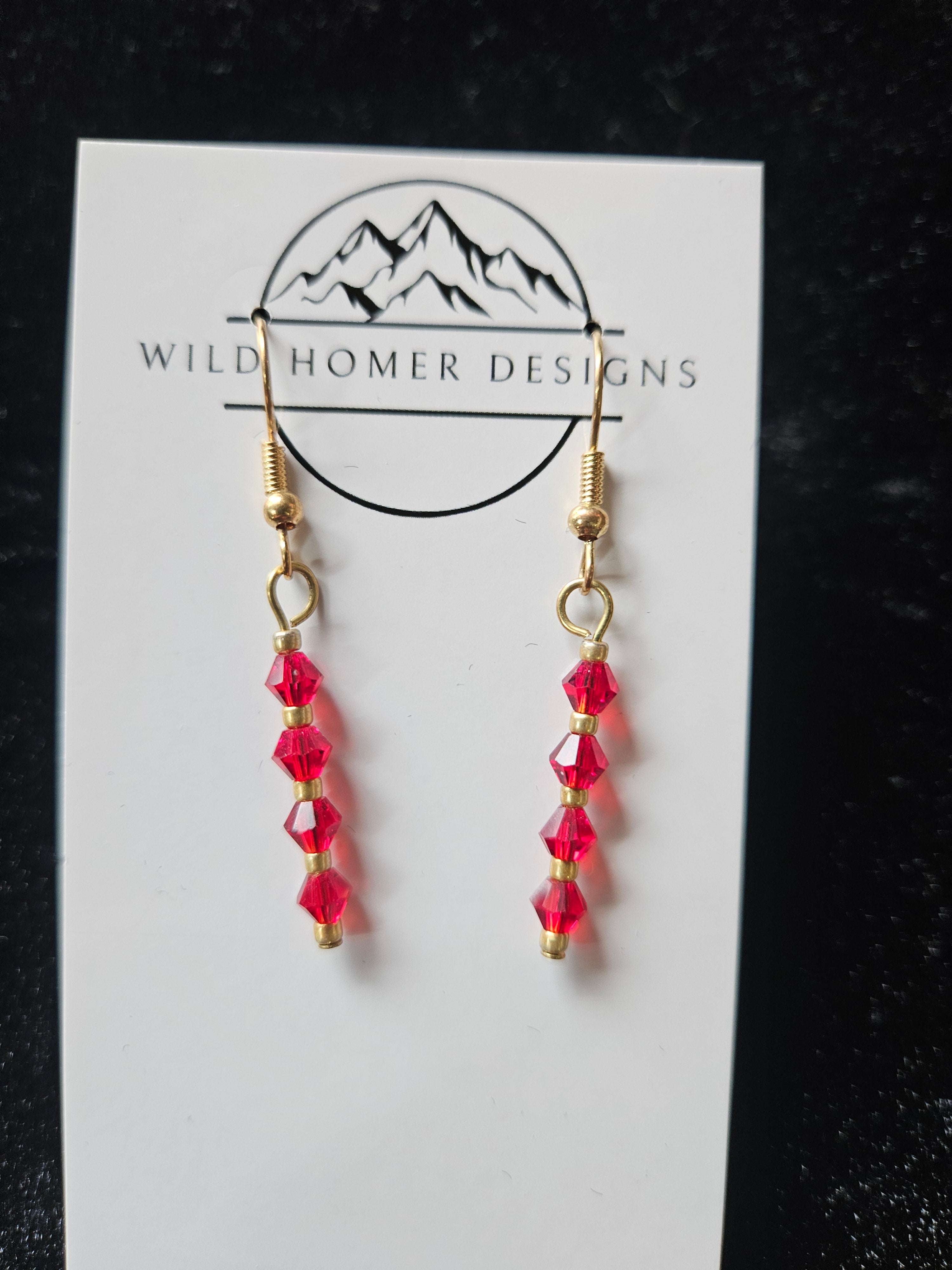 LT5; Swarovski red crystal earrrings