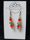 LT9 : Alaskan jade and glass bead earrings