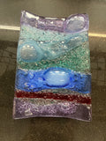 #371 Blue and PurpleBubble Glass Dish