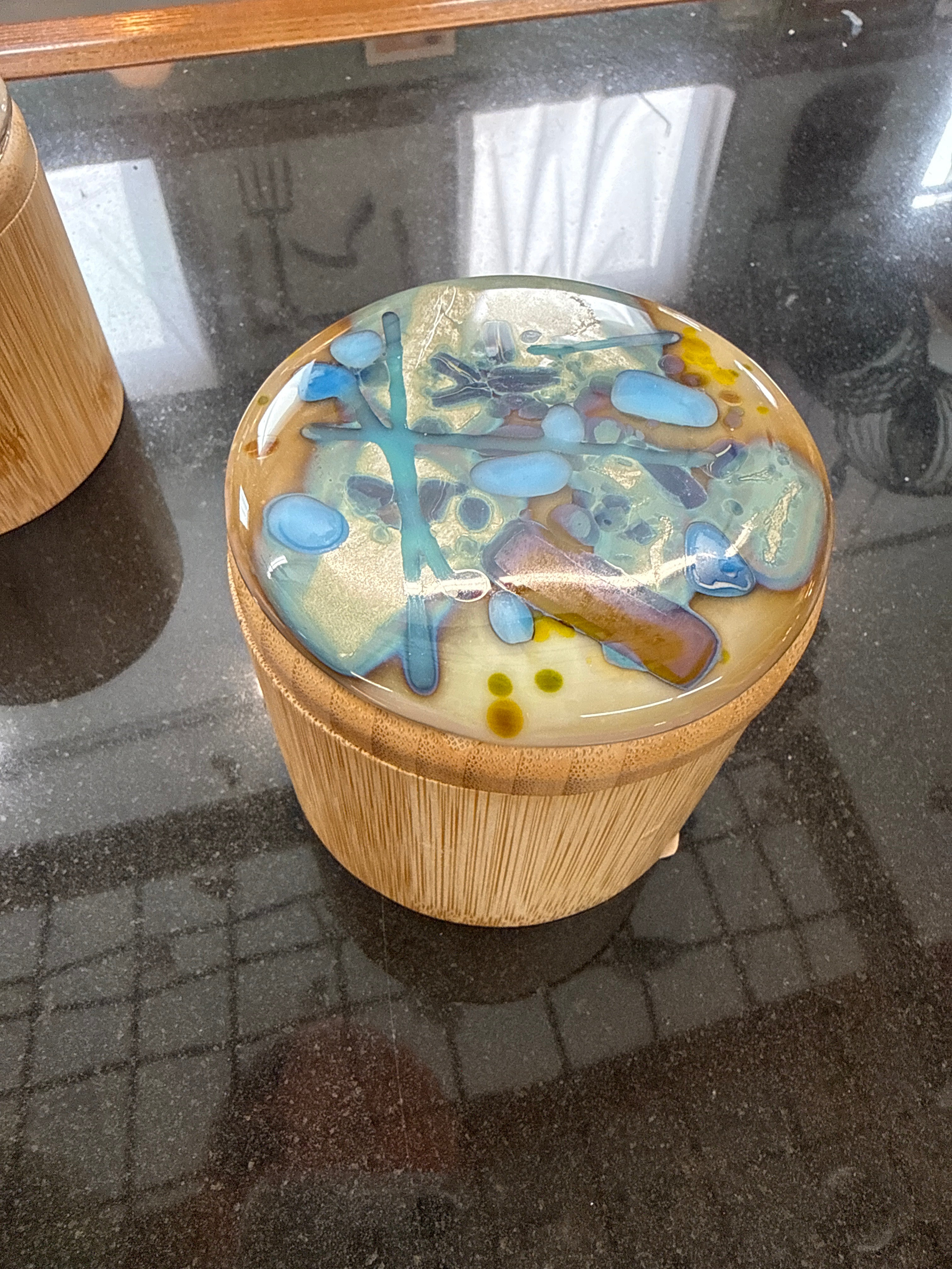#366 Fused Glass Salt Box