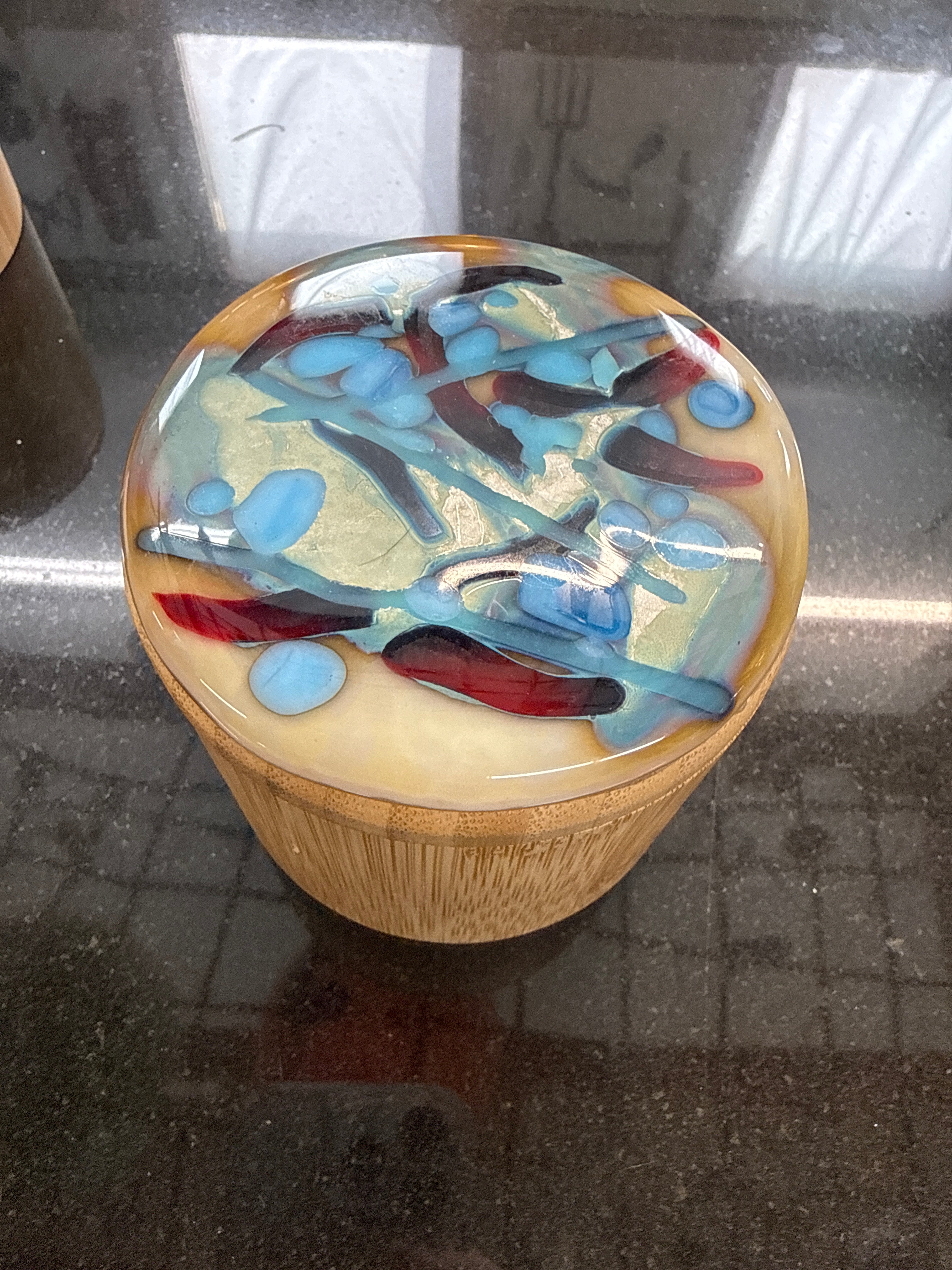 #369 Fused Glass Salt Box