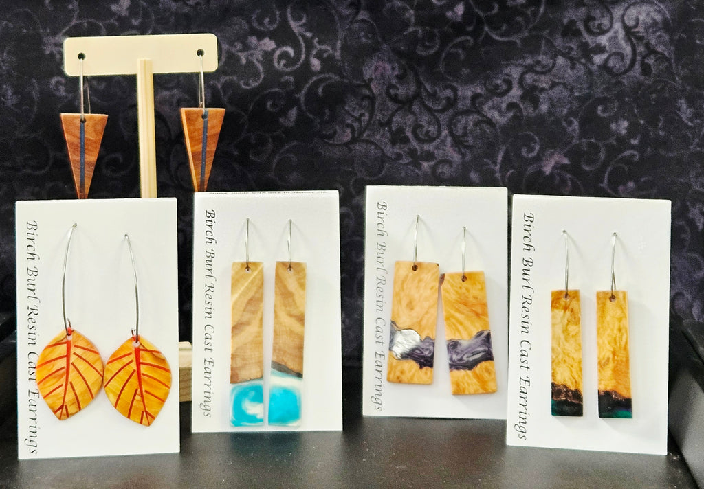 Alaskan Made Birch Burl Resin Cast Earrings