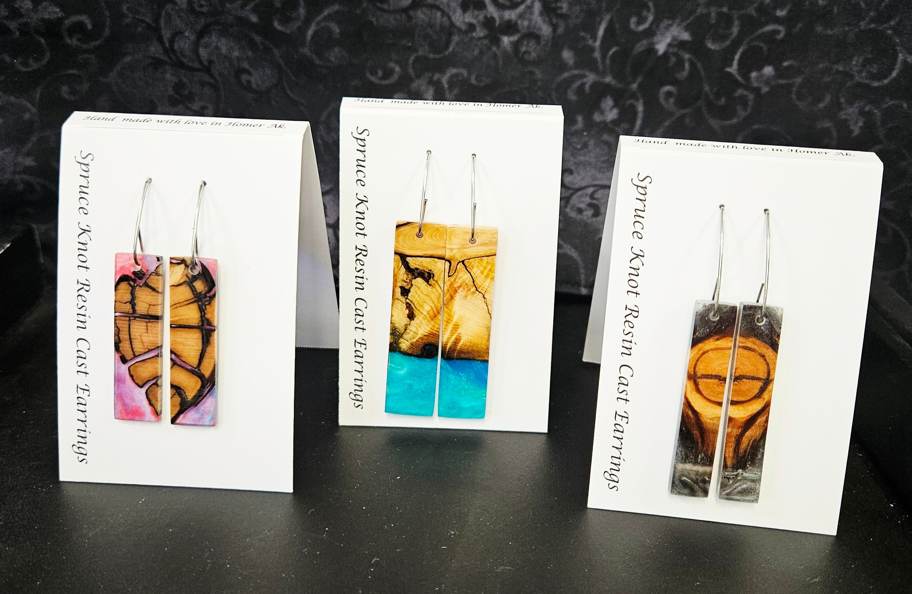 Alaskan Made Spruce Knot Resin Cast Earrings