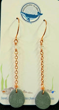 (15E ws) Kasilof stones with chain and Swarovski crystal, copper wire earrings