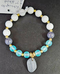 (3B ws) Ninilchik  stone with matte glass and white jade beads bracelet