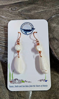 (20E ws) Unalaska sea shell with shiva shell and copper wire earrings